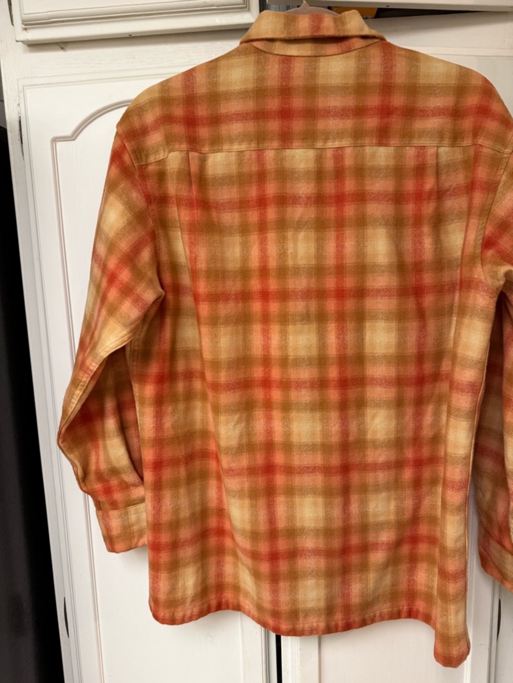 Pendleton Orange Tan Plaid Button-Front Wool Shirt Jacket - Picture 3 of 4